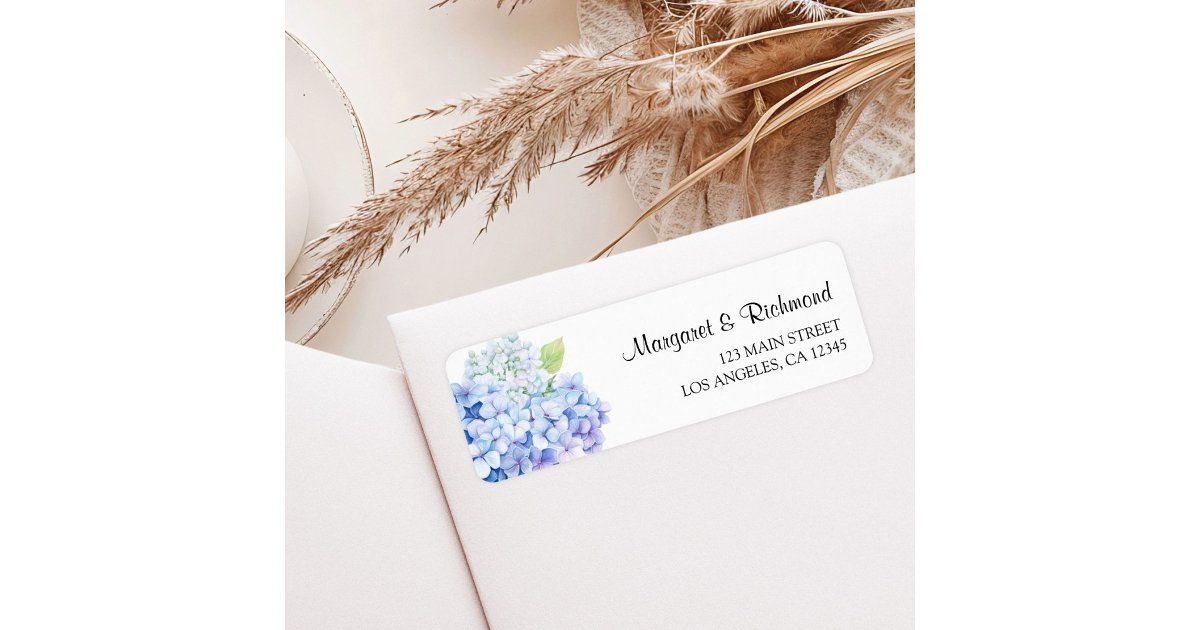 Hydrangea Label Hydrangea Dusty Blue Floral Wedding Return Address Label | Zazzle