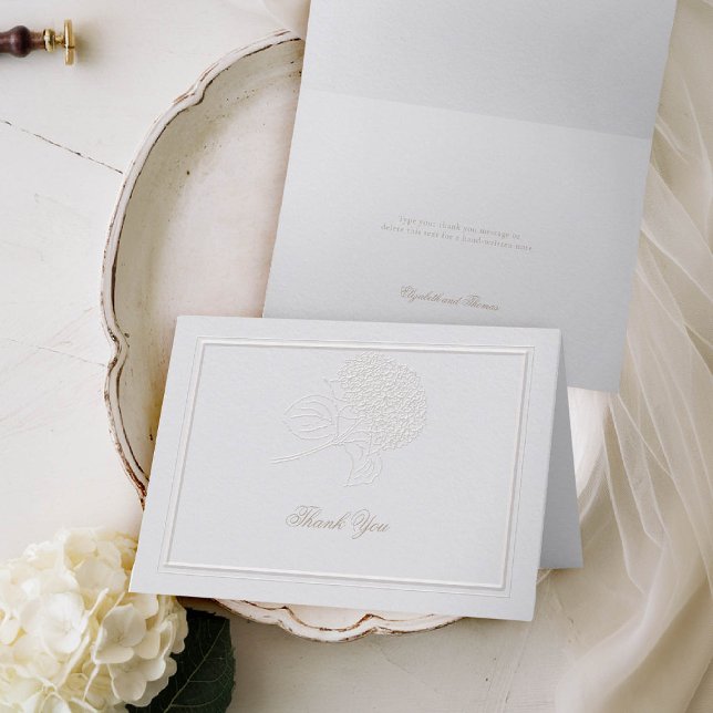 Hydrangea Elegant Classic Formal Wedding Thank You (hydrangeas wedding folded thank you card formal traditional elegant modern classic double frame)