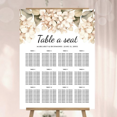 Hydrangea Elegant Floral Wedding Table Seating Foam Board