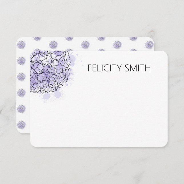 Hydrangea Elegant Personalized Stationery Blue Note Card (Front/Back)