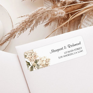 Hydrangea Elegant White Floral Wedding Address Label