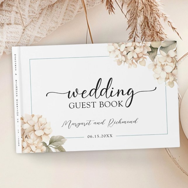 Hydrangea Elegant White Floral Wedding Guest Book (Creator Uploaded)