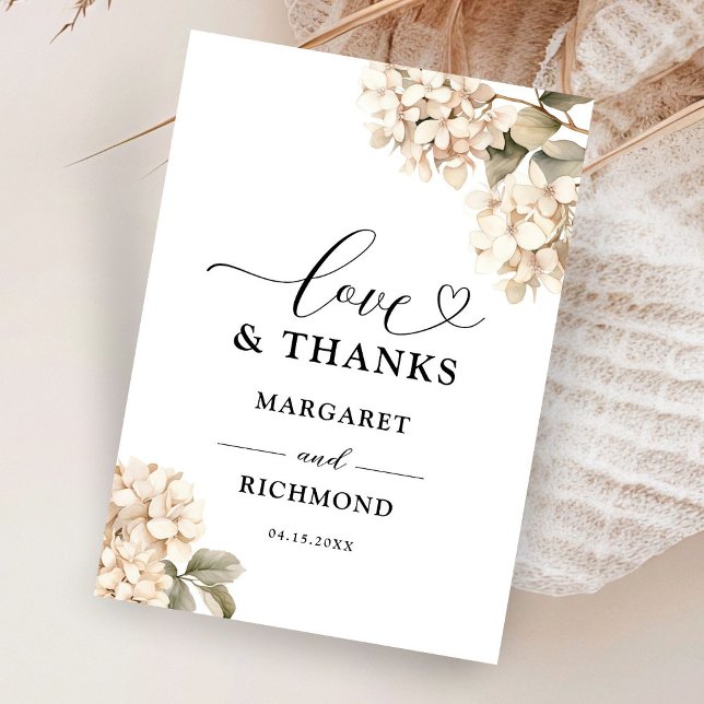 Hydrangea Elegant White Floral Wedding Thank You (Creator Uploaded)