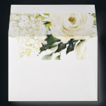Hydrangea Elegant White Gold Rose Floral Wedding Envelope<br><div class="desc">Inside design features elegant hydrangea and rose watercolor elements in shades of white, gold, ivory, and other neutral colors over greenery, eucalyptus and other botanical foliage. You can change the exterior envelope color from white to the color of your choice; however, if you choose a dark exterior shade, you will...</div>
