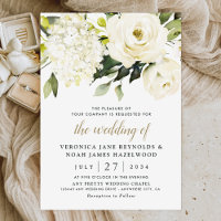 Hydrangea Elegant White Gold Rose Floral Wedding
