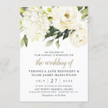 Hydrangea Elegant White Gold Rose Floral Wedding Invitation<br><div class="desc">Design features elegant hydrangea and rose watercolor elements in shades of white,  gold,  ivory,   champagne and other neutral colors over greenery,  eucalyptus and other botanical foliage.  This template also features a modern typography layout that consists of cursive and sans serif fonts in light black and gold color.</div>