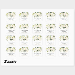 Hydrangea Elegant White Gold Rose Floral Wedding Square Sticker | Zazzle