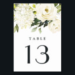 Hydrangea Elegant White Gold Rose Floral Wedding Table Number<br><div class="desc">Design features elegant hydrangea and rose watercolor elements in shades of white,  gold,  ivory,  champagne and other neutral colors over greenery,  eucalyptus and other botanical foliage.</div>