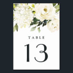Hydrangea Elegant White Gold Rose Floral Wedding Table Number<br><div class="desc">Design features elegant hydrangea and rose watercolor elements in shades of white,  gold,  ivory,  champagne and other neutral colors over greenery,  eucalyptus and other botanical foliage.</div>