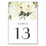 Hydrangea Elegant White Gold Rose Floral Wedding Table Number