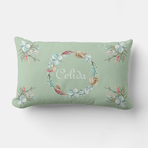 Hydrangea Feather Wildflower Personalized Lumbar Lumbar Pillow