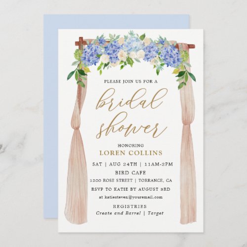 Hydrangea Floral Arch Rustic Bridal Shower Invitation