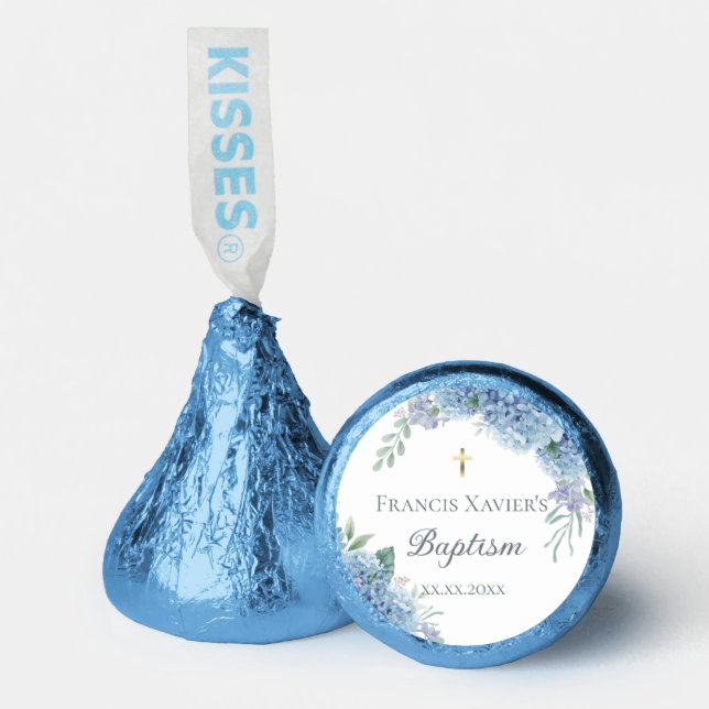 Hydrangea floral  Baptism Hershey®'s Kisses® (Front)