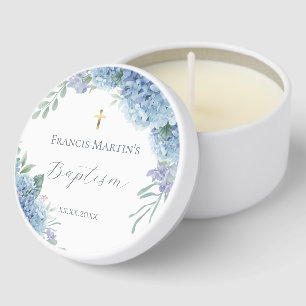 Hydrangea floral Baptism Mini Candle Favors