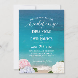 Hydrangea Floral Beach Wedding Party Invitation