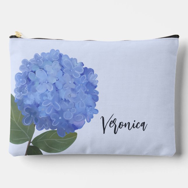 Hydrangea Floral Blooms Custom Name  Accessory Pouch (Front)