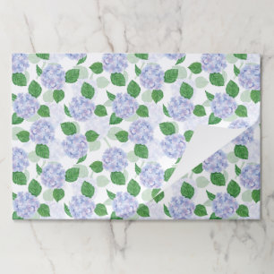 Hydrangea Floral Blue Paper Placemats