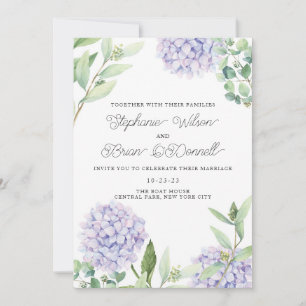 Hydrangea Floral Bouquet Wedding Invitation
