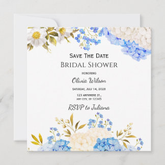 Hydrangea Floral Bridal Shower Save the Date