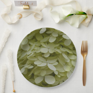 Hydrangea Floral Celadon Green Paper Plates