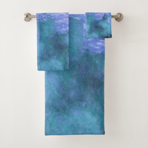 Hydrangea Floral Chic Purple Teal Vintage Bath Towel Set