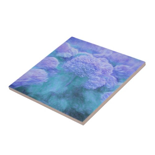 Hydrangea Floral Chic Purple Teal Vintage Ceramic Tile