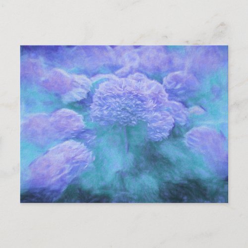 Hydrangea Floral Chic Purple Teal Vintage Postcard