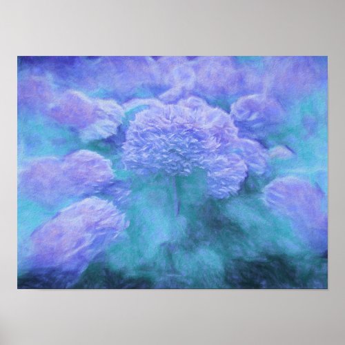 Hydrangea Floral Chic Purple Teal Vintage Poster