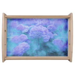 Hydrangea Floral Chic Purple Teal Vintage Serving Tray