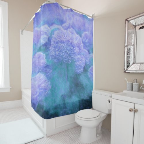 Hydrangea Floral Chic Purple Teal Vintage Shower Curtain