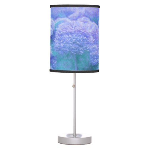 Hydrangea Floral Chic Purple Teal Vintage Table Lamp