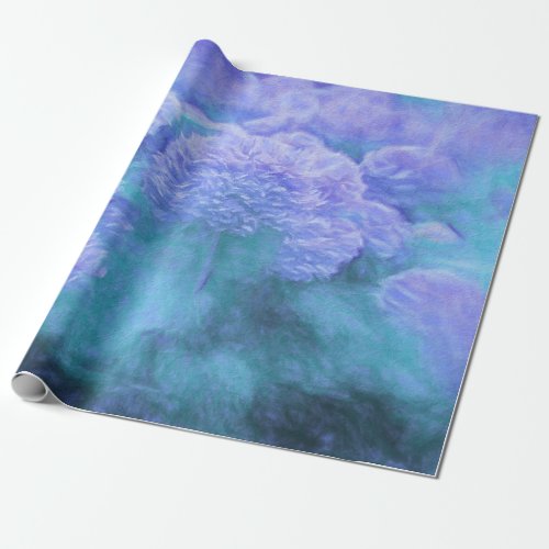 Hydrangea Floral Chic Purple Teal Vintage Wrapping Paper