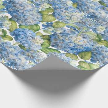 Hydrangea Floral Classic Blue Pattern Wrapping Paper by ilovedigis at Zazzle