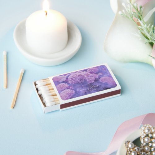 Hydrangea Floral Country Purple Rustic Wedding Matchboxes