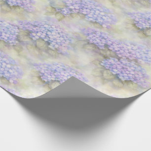 Hydrangea Floral Gift Wrap   Elegant Blue & Lilac