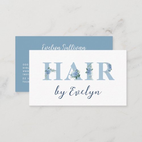 Hydrangea Floral Letters Hair Business Card