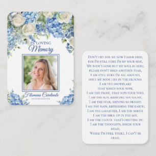Hydrangea Floral Memorial Funeral Photo Prayer Enclosure Card