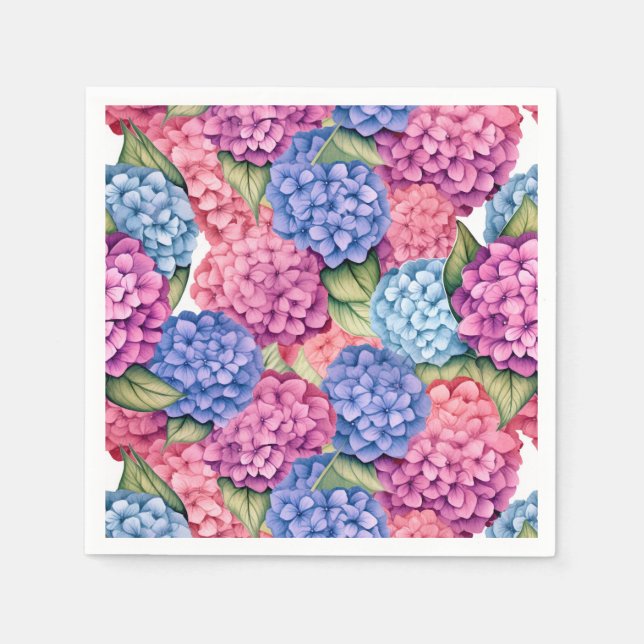 Hydrangea Floral  Napkins (Front)