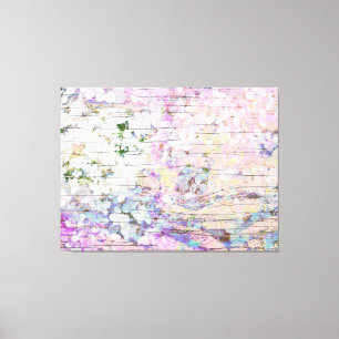 Hydrangea Floral Pink Country Vintage Wood Canvas Print