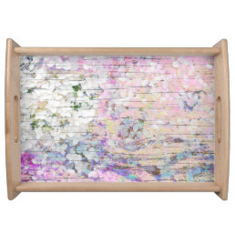 Hydrangea Floral Pink Country Vintage Wood Serving Tray