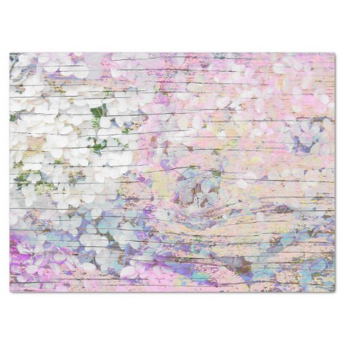 Hydrangea Floral Pink Country Vintage Wood Tissue Paper