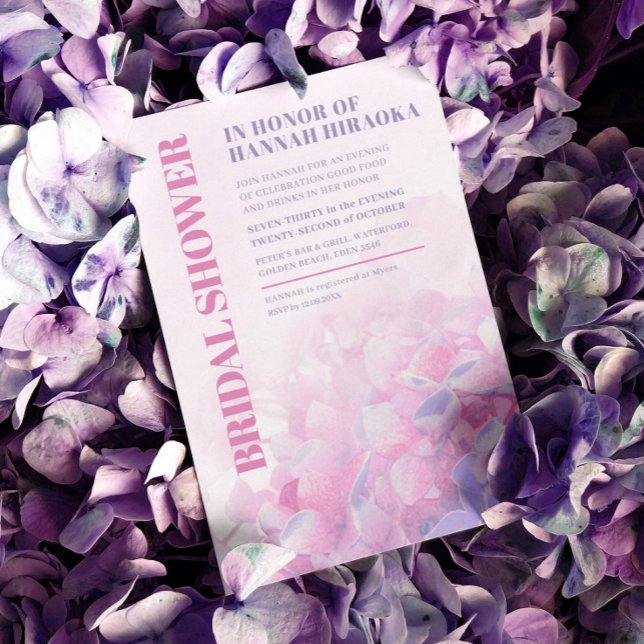 Hydrangea floral pink purple bridal shower invitation (Creator Uploaded)