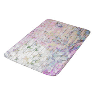 Hydrangea Floral Pink Vintage Country Wood Bath Mat