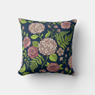 Hydrangea Floral Romance Throw Pillow
