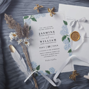 Hydrangea Floral Rustic Elegant Modern Wedding Invitation