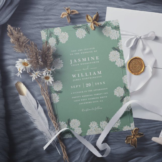 Hydrangea Floral Rustic Elegant QR Code Wedding Invitation (Creator Uploaded)