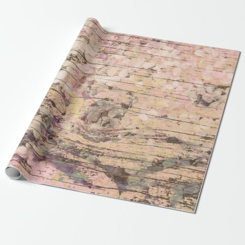 Hydrangea Floral Sepia Tan Country Vintage Wood Wrapping Paper