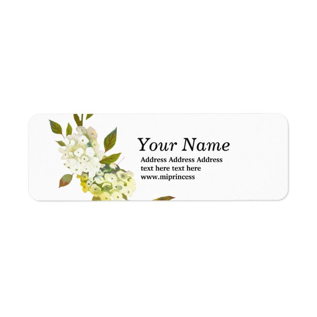 Hydrangea  floral spring flower label (Front)