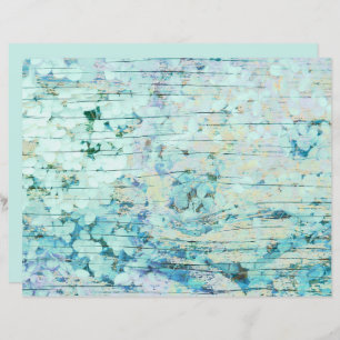 Hydrangea Floral Teal Country Vintage Wood