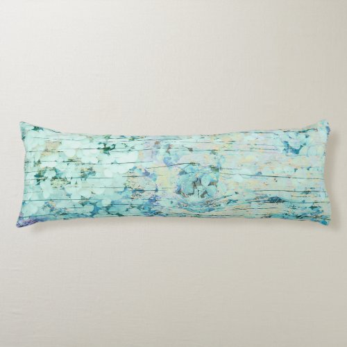 Hydrangea Floral Teal Country Vintage Wood Body Pillow